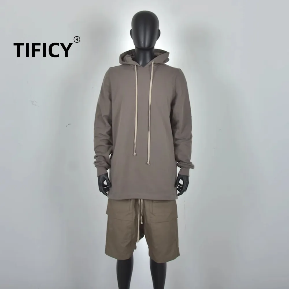 High Street Hoodded Sweatshirts Tops Men's Autumn and Winter Looped Thick Top Long Sleeved Fashionable Loose Hoodie Sweatshirt