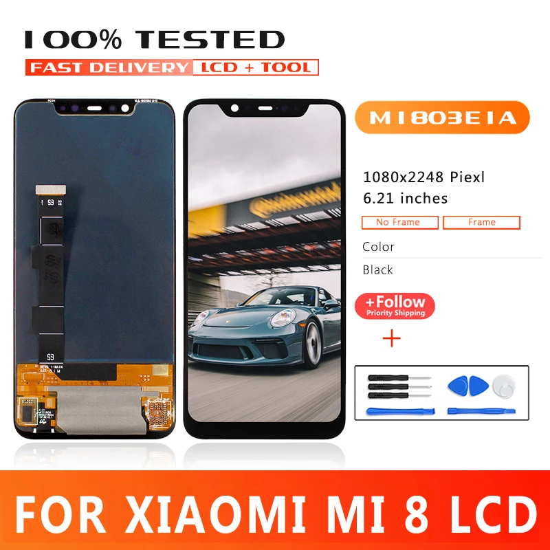 OLED 6.21 inch Premium Quality LCD Xiaomi Mi 8 LCD Display Touch Screen Digitizer Assembly Replacment For M1803E1A LCD Display