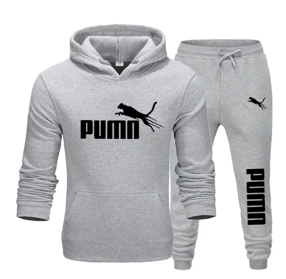 New Autumn and Winter Men's Pullover Hoodie + Pants 2-piece Fashionable and Trendy Fitness Jogging Casual Sportswear Set