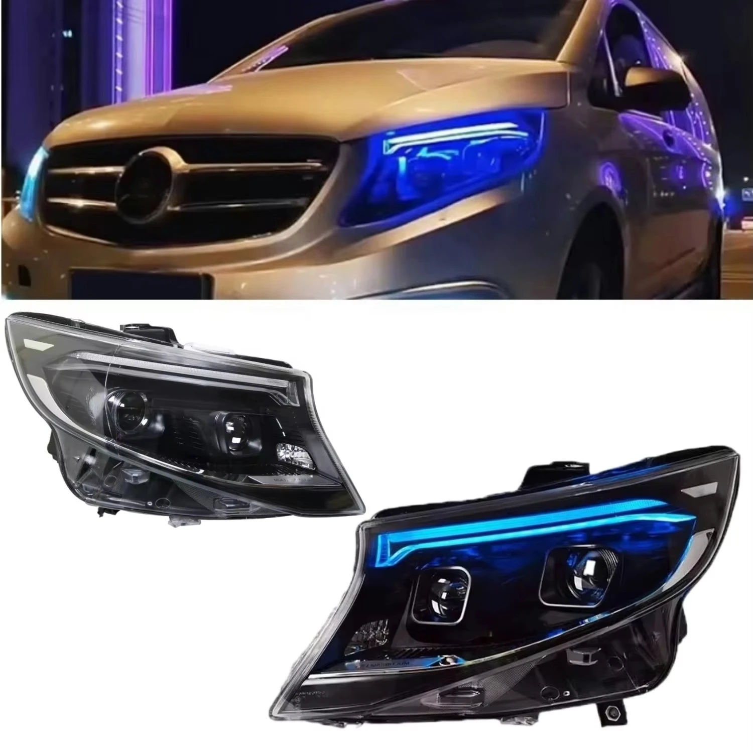 

Upgrade Headlights For Benz Vito 2016-2023 W447 LED Headlight Head Lamp DRL Projector Lens Dynamic Car Accessories Modified
