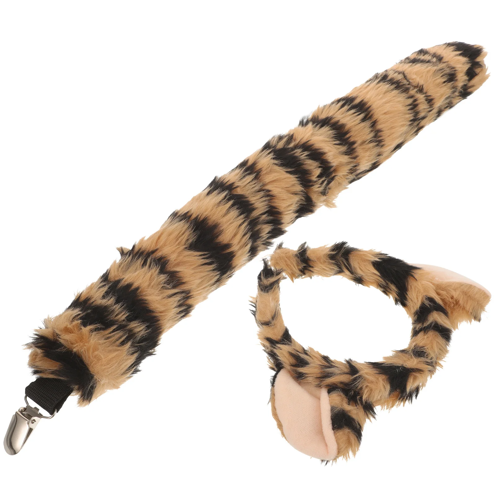 Zestaw Uszy i Ogon Zwierzęcia Wygodny, Puszysty Materiał Dekoracyjne Akcesoria Kostiumowe na Urodziny, Występy Sceniczne, Nowy Rok