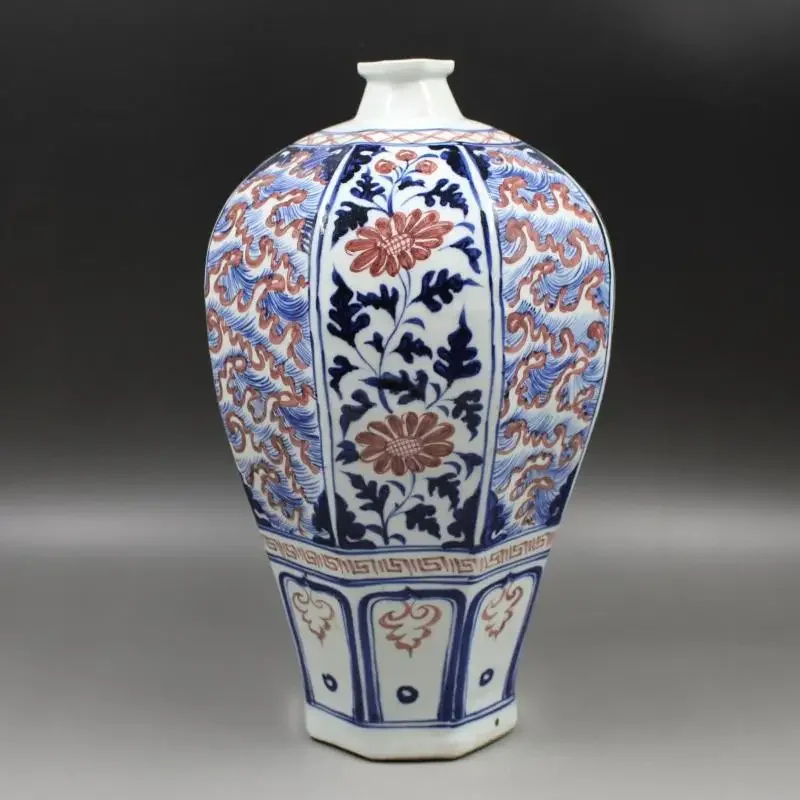 Blaue weiße Jingdezhen-Porzellanvase, rote Blume, Keramik, Blumenvase, antike chinesische Vasen für Wohnzimmerdekoration