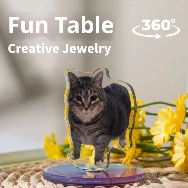 Transparent Acrylic Rotating Plaque Creative Novelty And Humorous Emoji Pack Oiaioooooiai Cat Surrounding  Desktop Decoration