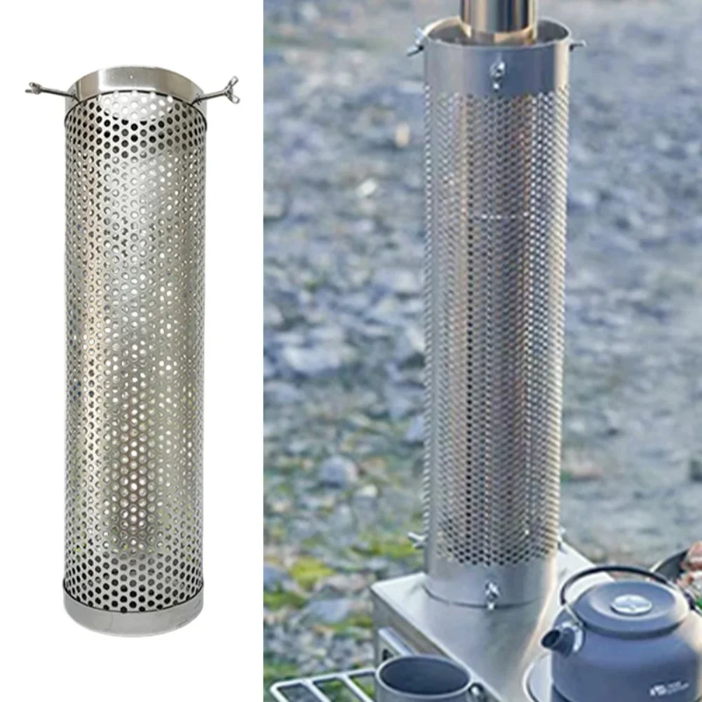 Stainless Steel Stove Pipe for Insulated Tents with Spark Guard Protection and Heat Shield Compatibility 6-10 cm