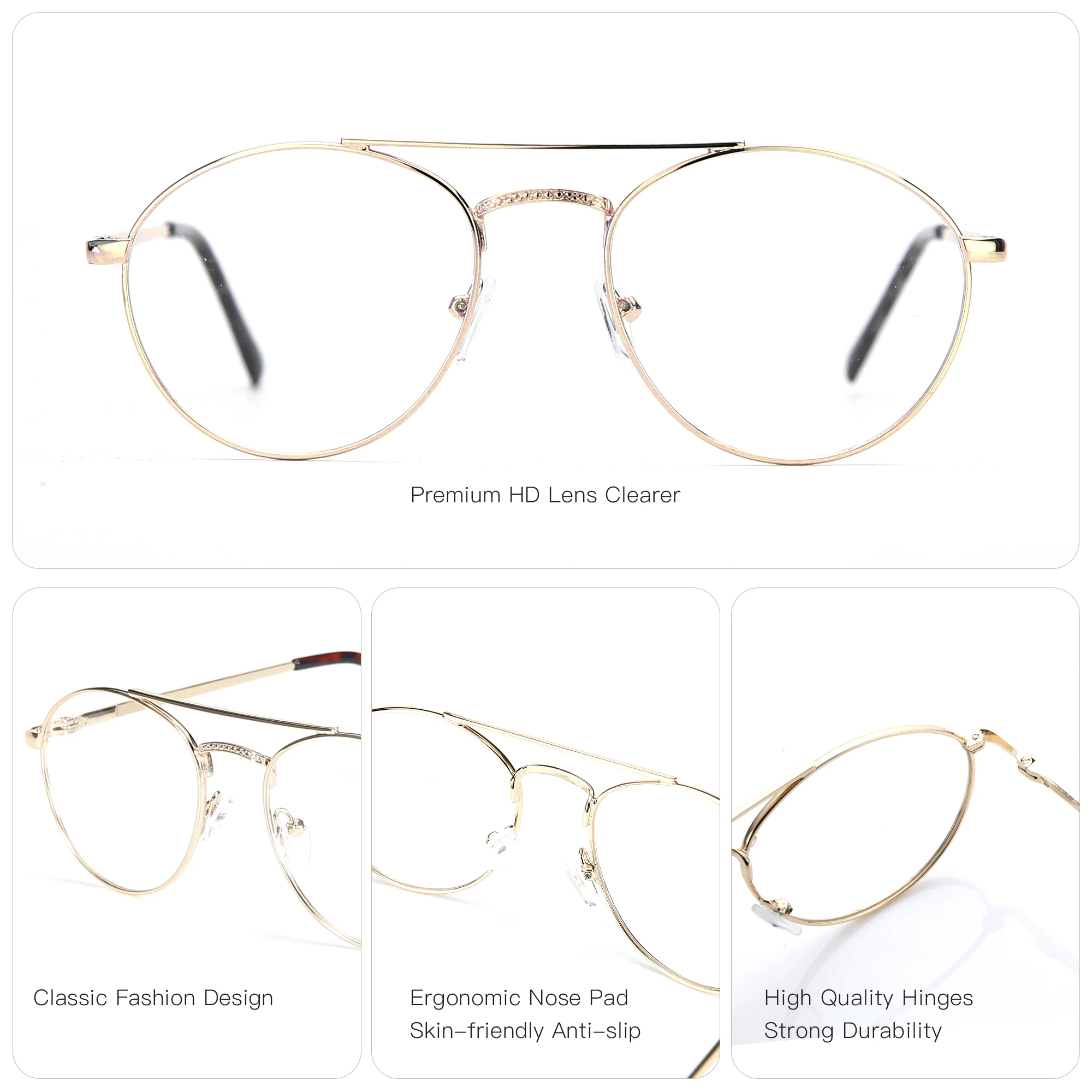 BLUEMOKY 2025 Occhiali da vista pilota, Lenti ottiche da uomo e da donna con ricetta, Multifocali progressivi, Occhiali a luce blu