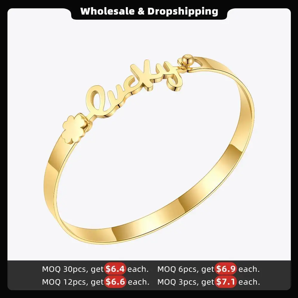 ENFASHION Stainless Steel Letter Bangle Gold Color Bracelet For Women Fashion Jewelry Initial Bracelets Set Pulseras Mujer B2271