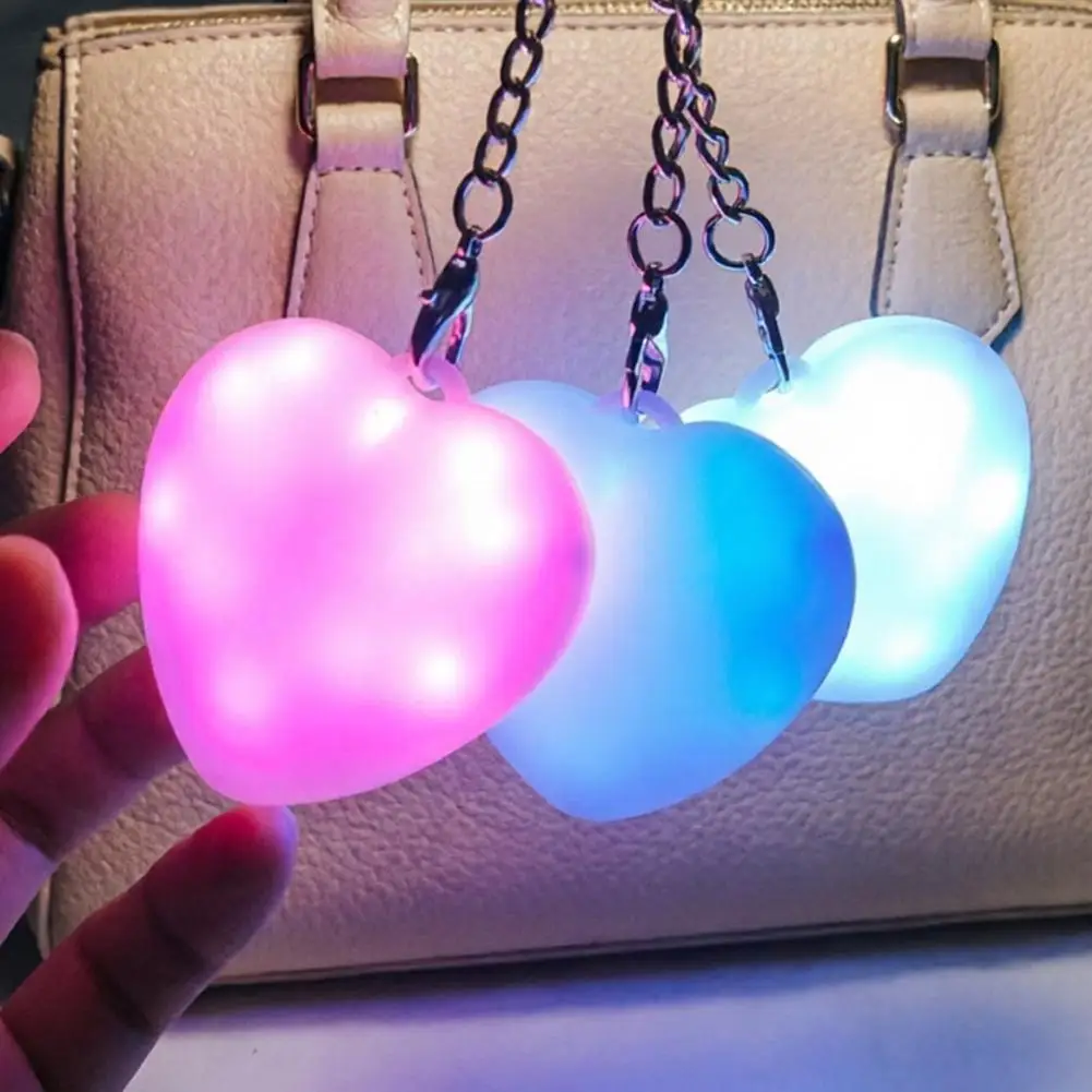 LED Heart Keychain Light Touch Sensor Mini Handbag Purse Lamp Backpack Decorative Night Light