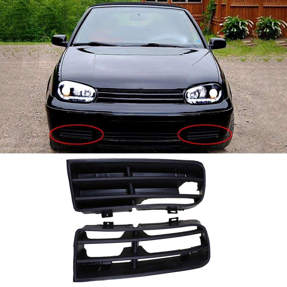 

2pcs Black Front Lower Bumper Fog Light Insert Grilles Protective Mesh Left & Right Side for 1998-2004 GOLF MK