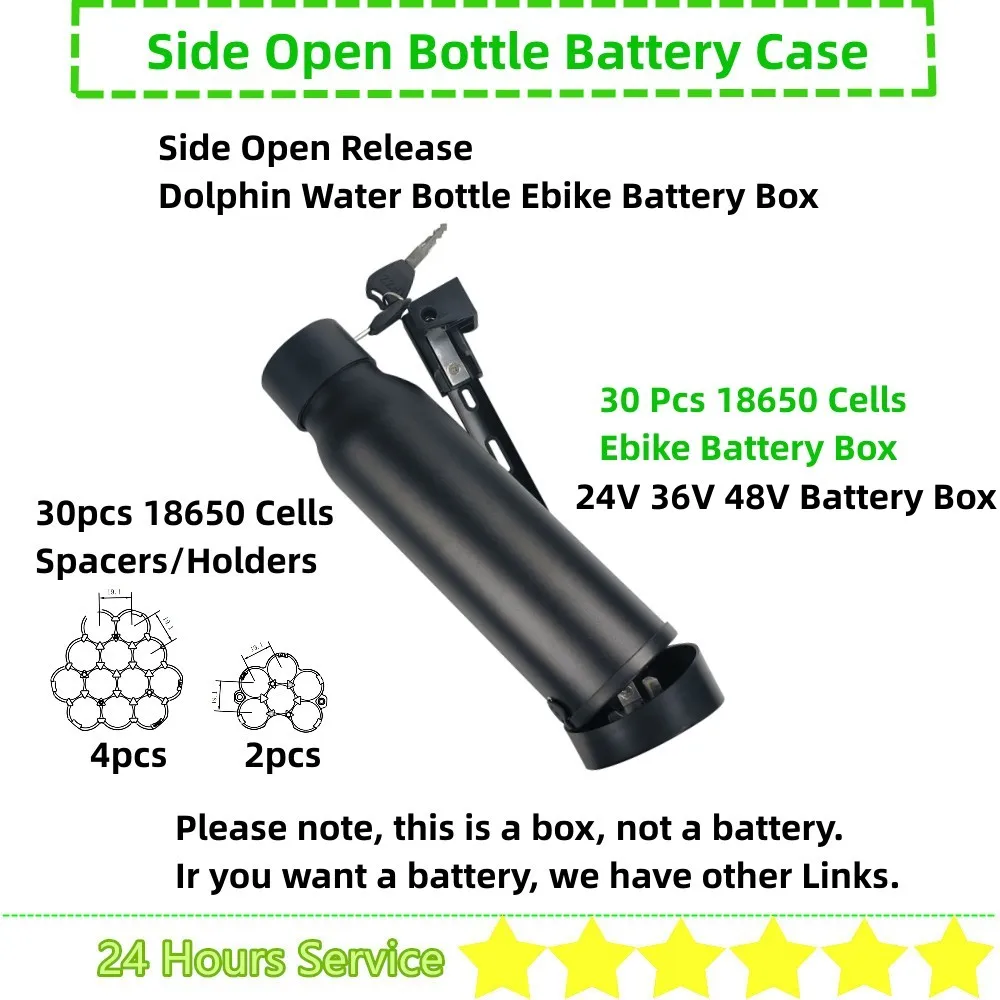 

Small Little Water Bottle Dolphin Ebike Battery Box City Bike Folding Bike E-bike Battery Case 30 pcs 18650 cells 20 pcs 21700