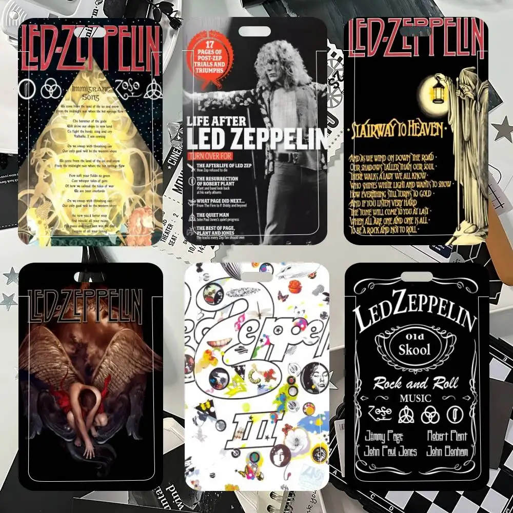 Porta Tarjetas de Identificación Led Band Zeppelin con Correa para el Cuello, Colgante, Porta Credenciales, Llavero, Estuche para Credenciales de Trabajo, Regalo