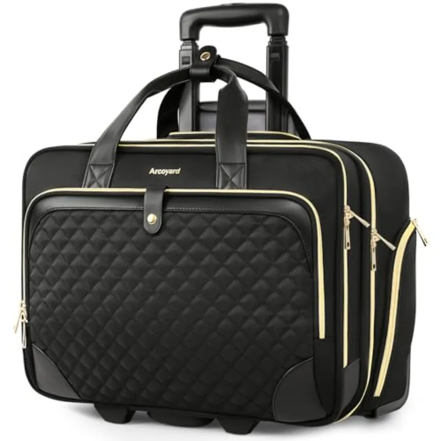 Rolling Laptop Bag, Rolling Briefcase for Women with Waterproof Pocket, Computer Bag, Underseat Carry On Luggage with Wheels fo