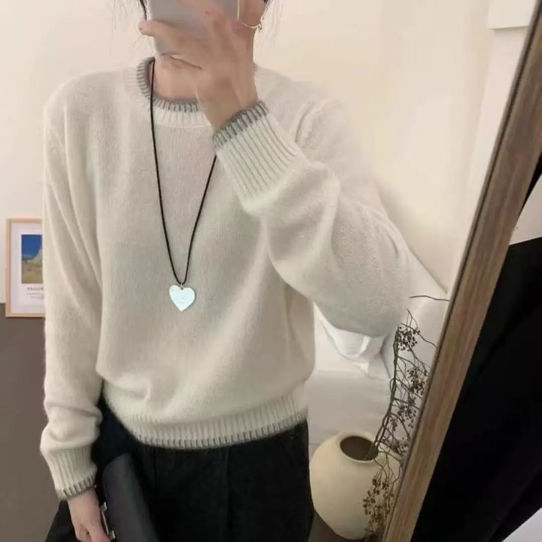 WinvyNee الملابس النسائية 100% رداء علوي من الصوف س الرقبة طويلة الأكمام الصلبة البلوفرات لينة تريكو القمم لاعبا الخريف الشتاء A1283007