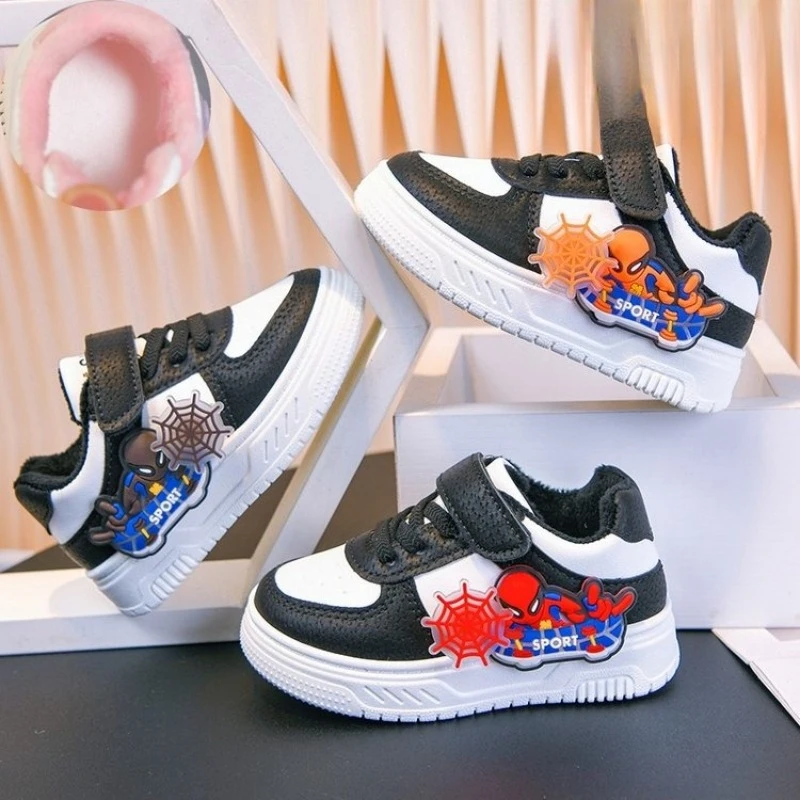 

Disney Spiderman Kids Casual Shoes Boys Fashion Cartoon Print Sport Shoes Children's Anti-slip Sneakers Pu Leather Outdoor Shoes