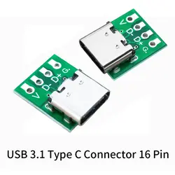 C타입 USB 3.1 C타입 커넥터, 데이터 라인 와이어 케이블 전송용, 16 핀 테스트 PCB 보드 플레이트 어댑터 소켓, 10 개, 5 개, 1 개