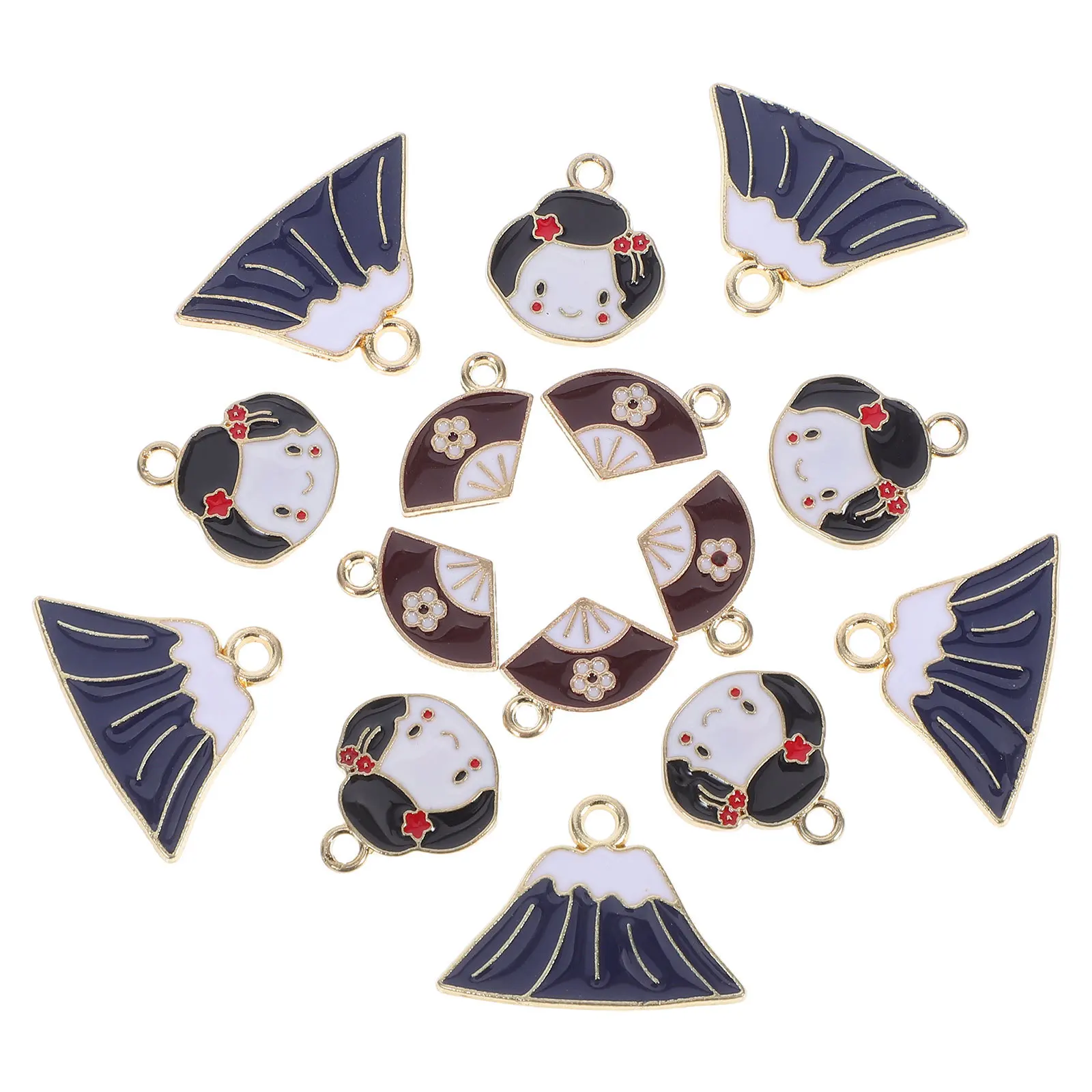 

15pcs Fan Shape Alloy Pendants Japanese Artisan Charms For Diy Jewelry Making Craft Kit Hair Ties Keychains Necklaces Bracelets