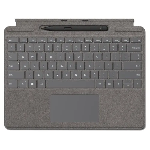 فوليو لوحة المفاتيح Surface Pro Signature مع قلم نحيف 2 - بلاتيني