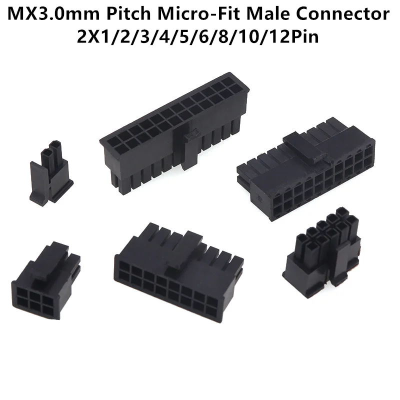 10PCS MX3.0 3.0mm Pitch Micro-Fit 3.0 Connector Housing 2*1/2/3/4/5/6/8/10/12 Pin Male Shell Terminal 43025 2P/3P/4P/5P