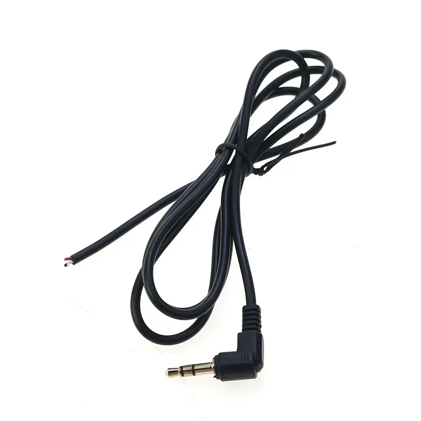 cltgxdd 3.5mm 3pole Stereo Headset Male Plug With Cable Connector 90 Degrees Black Audio Jack Adaptor Lengt:95cm Need To Weld