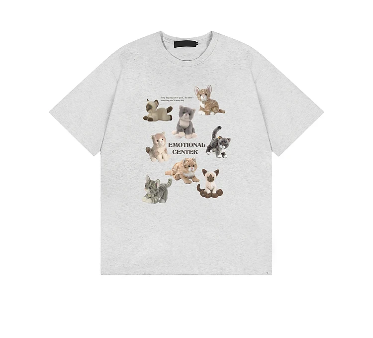 1pcs Emotional Genter Cotton Short Sleeve T-shirt Cute Cat Print Tops Cat Will Save The World Cartoon Tshirts Casual Tees
