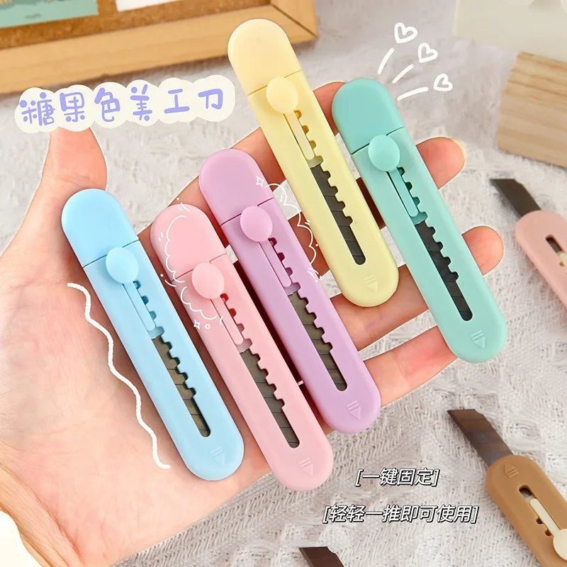 Wholesale Utility Knife Candy Color Mini Portable Utility Knives Box Paper Cutter Tool Office School Stationery Supplies Gift