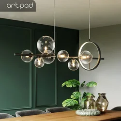 Artpad preto led lustre sala de jantar bolha nordic luz pingente iluminação para sala jantar pendurado luzes luminária com lâmpada g9