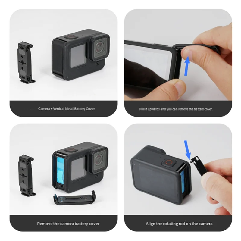 ABSQ-Vertical Cover For Gopro 13/12/11/10/9/8 Waterproof Battery Cover Camera Bracket Holder Accessories