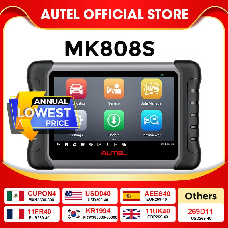 Autel MaxiCOM MK808S OBD2 Scanner Automotivo Car Diagnostic Tool OBD 2 Scanner Active Test Code Reader Key Coding Tool