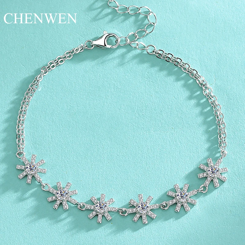 CHENWEN S925 Sterling Silver Octallion Certified VVS1 Moissanite Bracelet Ladies Temperament Jewelry Bracelet Anniversary gift