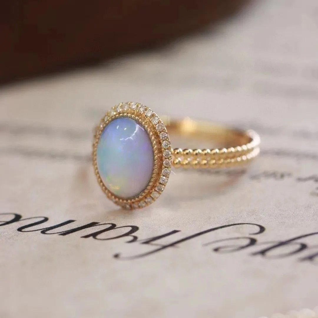 Ring Natural Moonstone Flower Ring 925 Hollow Eye Shape Round Sun And Moon Ring Fine Jewelry for Women Men