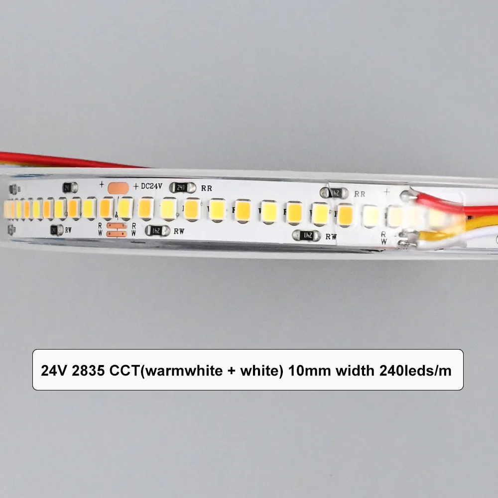 Taśma LED 24V 2835 CCT 5m 10m 20m 240leds/m Podwójne białe ściemnialne oświetlenie 3000-6500K Elastyczna opaska do lampy DIY Dekoracja pokoju