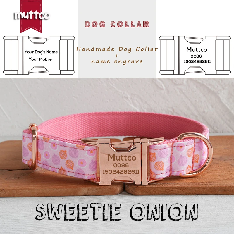 

MUTTCO engraved metal buckle collar SWEETIE ONION personalized dog ID tag collar 5 sizes nameplate anti-lost pet supply UDC166