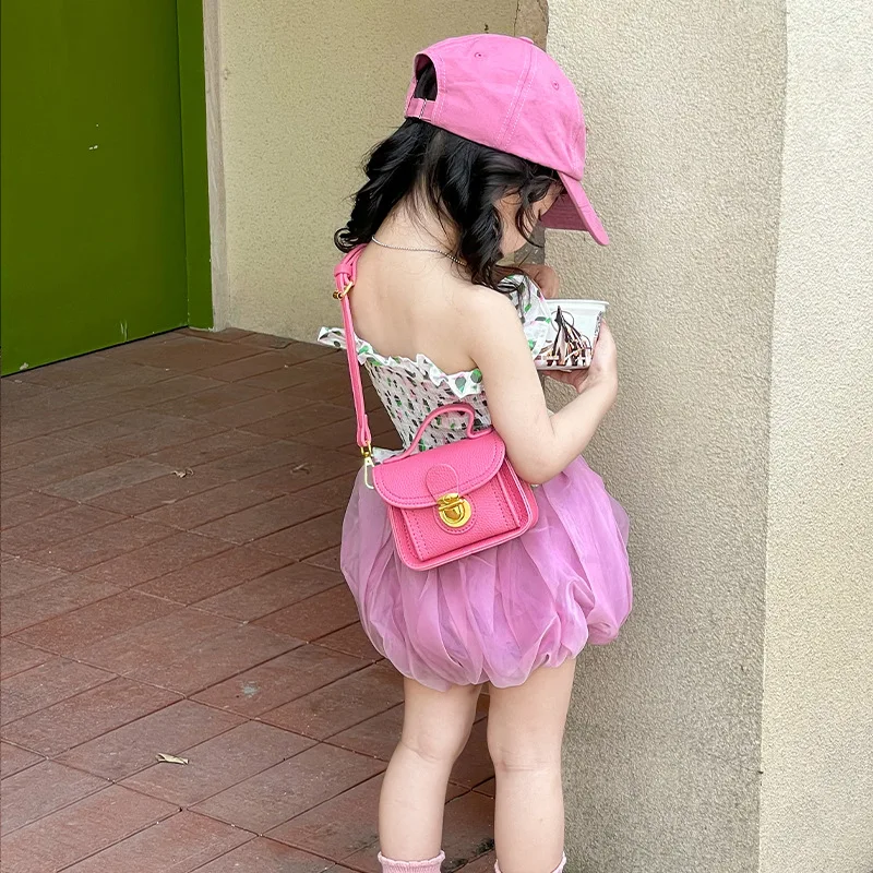 Bolso cruzado Retro para niños, bandolera elegante de Color sólido, informal, de princesa, dulce y Linda, novedad de 2023