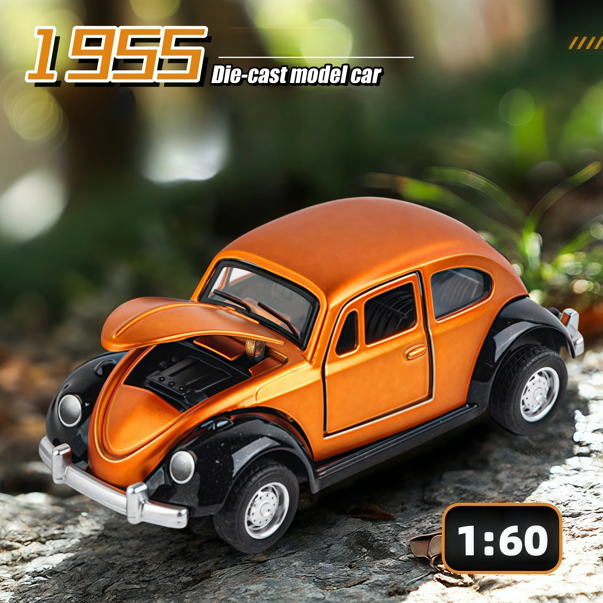 Modèle de voiture classique en alliage coccinelle, Mini Simulation de voiture en alliage à trois portes, jouet de bureau, ornement, cadeau d'anniversaire pour enfants, échelle 1:60