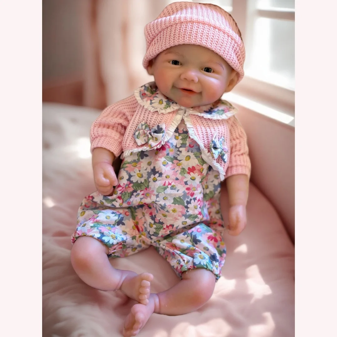 33 cm può lavabile e bocca aperta in silicone solido Bebe Reborn Girl Doll con 2 set di stoffa morbida al tatto realistiche bambole Reborn carine