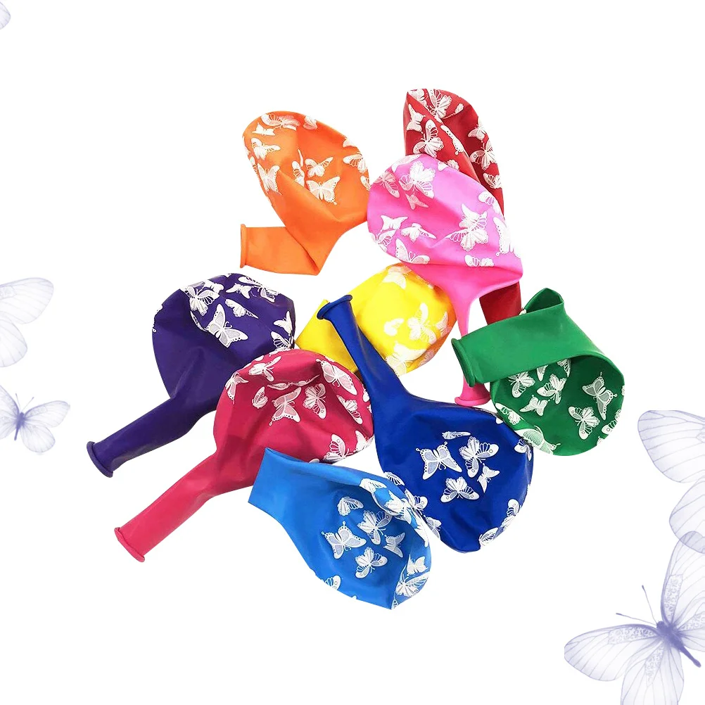 

100Pcs Butterfly Printed Balloons Latex Party Decorations for Wedding Birthday Christmas Mixed Colors Latex Balloons