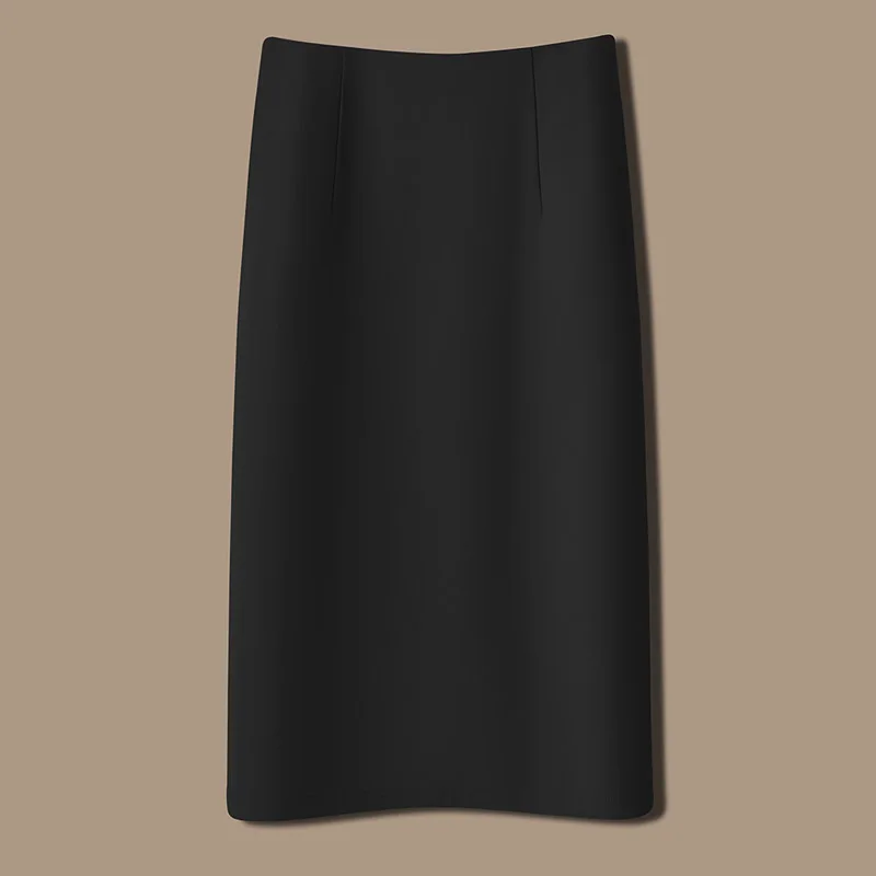 Busin Suit Midi-rok met hoge taille Professionele kokerrok met rechte pijpen Ele F-lengte rok met hoge taille voor dames