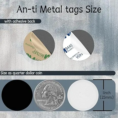 50pcs Ntag215 NFC Tag Anti Metal NFC Tags NFC Stickers On-Metal White NFC Stickers Compatible with Android & iPhone 504 Bytes