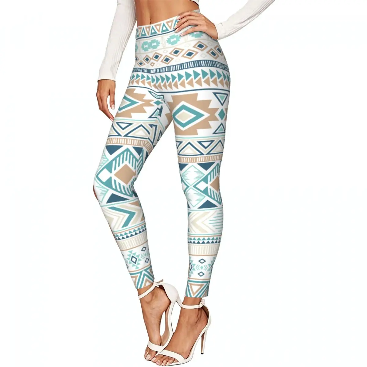 Aztec Tribal Ethnic Geometric Print Women Stretchy Leggings High Elastic Comfortable Fitness Yoga Pants