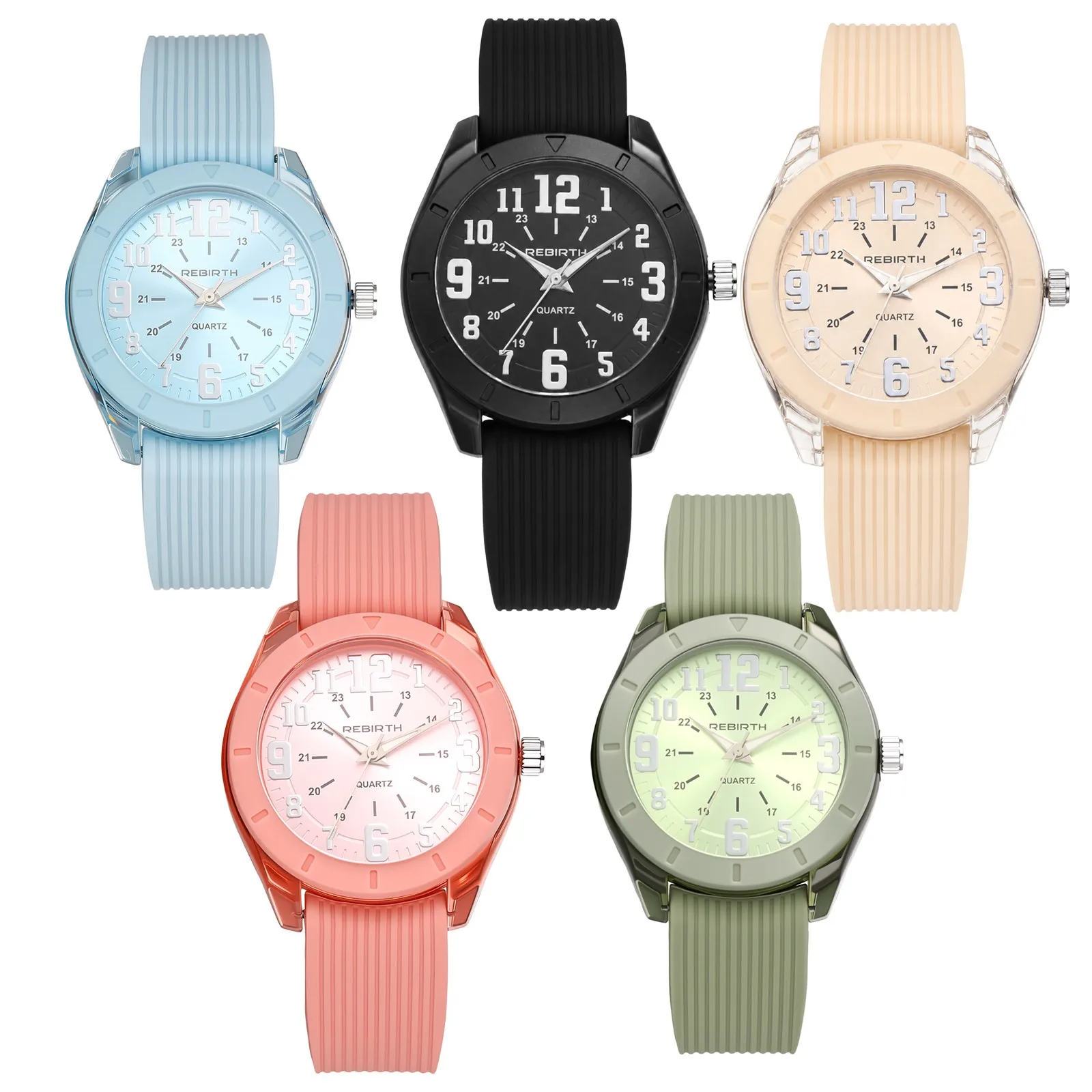 Students Women Quartz Watch 24-Hours Scale 3ATM Waterproof Silicone Strap Cute Girl Wristwatches Casual Sports Teen Clock