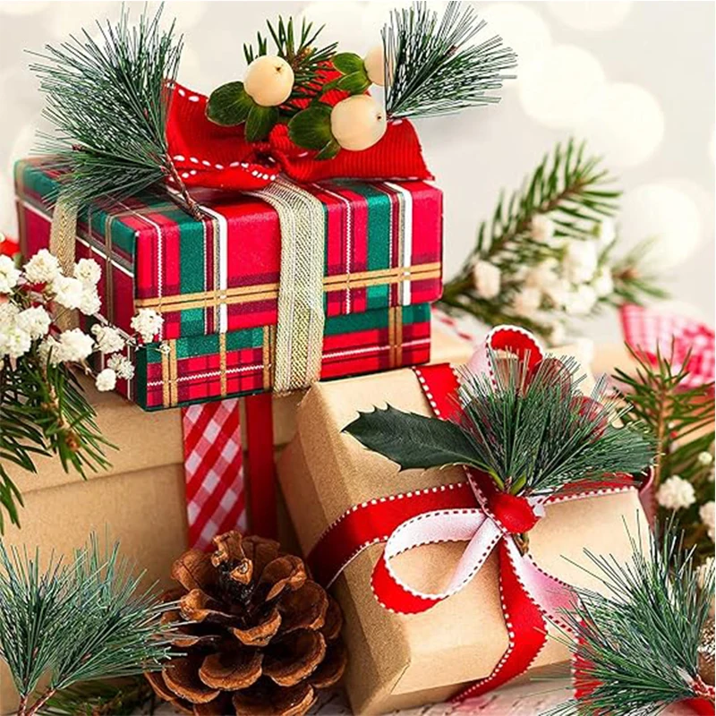 5/10 Stück künstliche Tannennadel, 11 cm, Zweig, grüne Pflanze, Tannennadel für DIY, Weihnachten, Thanksgiving, Hochzeit, Hausgarten, Dekoration – Detail 6