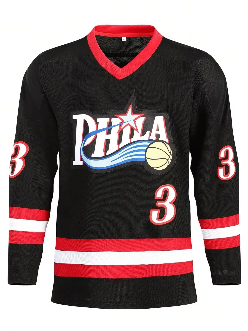 Men's Black #3 Ice Hockey Jersey Casual Long V-Neck Party & Sports WearChildren's and Parental Clothing 3D Printed