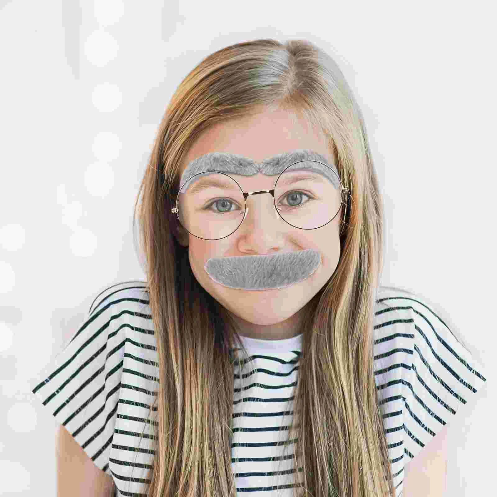 Clothing Eyebrow Mustache Props Child Toupee Hair for Men Fake Grandpa Round Eyeglasses