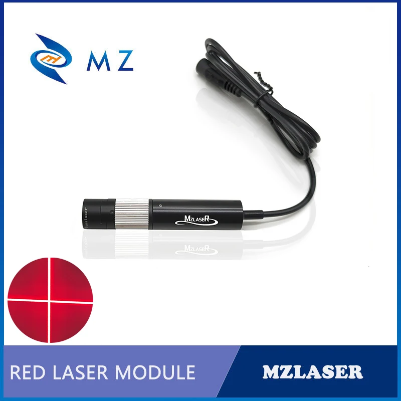 Red Cross Laser Diode Module Adjustable Focus D16mm 635nm 12V 24V 100mW Glass Lens Industrial Laser With Bracket+Power Supply