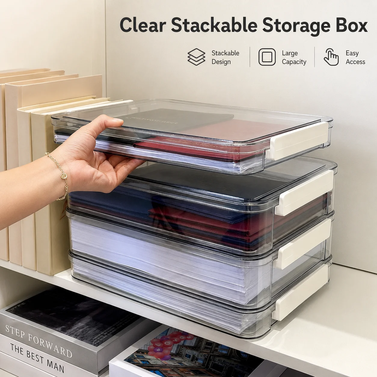 PET Transparent Document Organizer Box A4 Paper Storage Holder Desktop File Tray Office Folder Container Space Saving Storage