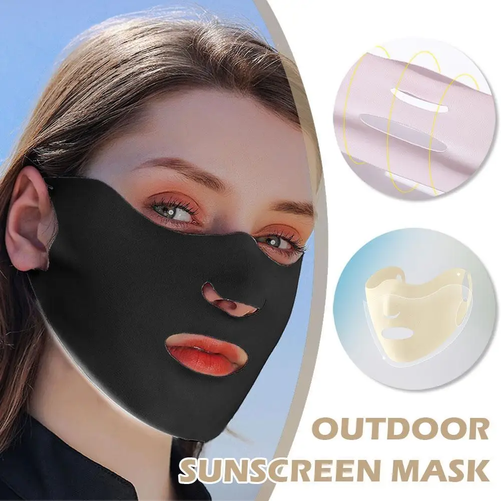 Summer Outdoor Golf Reusable Ice Silk Mask Face-modified Three-dimensional Nose Hole Outdoor Sports Sunscreen Mask