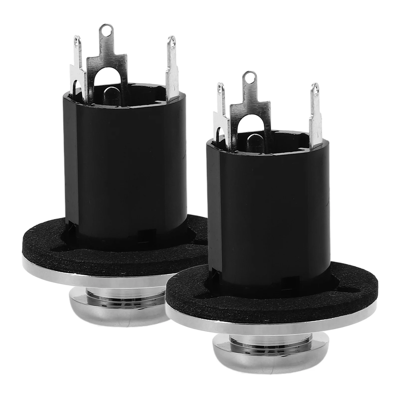 

2 Pcs 6.35mm Output Socket Black Plastic Stereo Phone Jack Lightweight Electric Guitar Endpin Plug for EQ Pickup