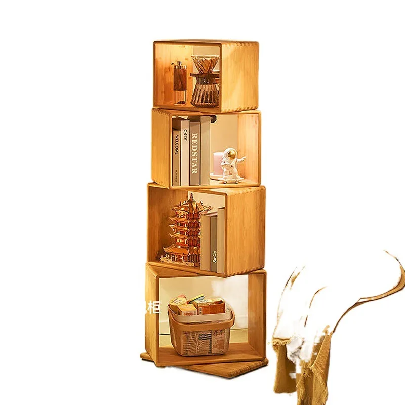 

Rotating bookshelf, floor-to-ceiling bedroom simple Internet celebrity bookcase, living room home simple shelf