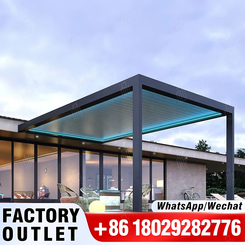 

Luxurious Patio Cover Open Close Roof Motorized Smart Pergolas Shading