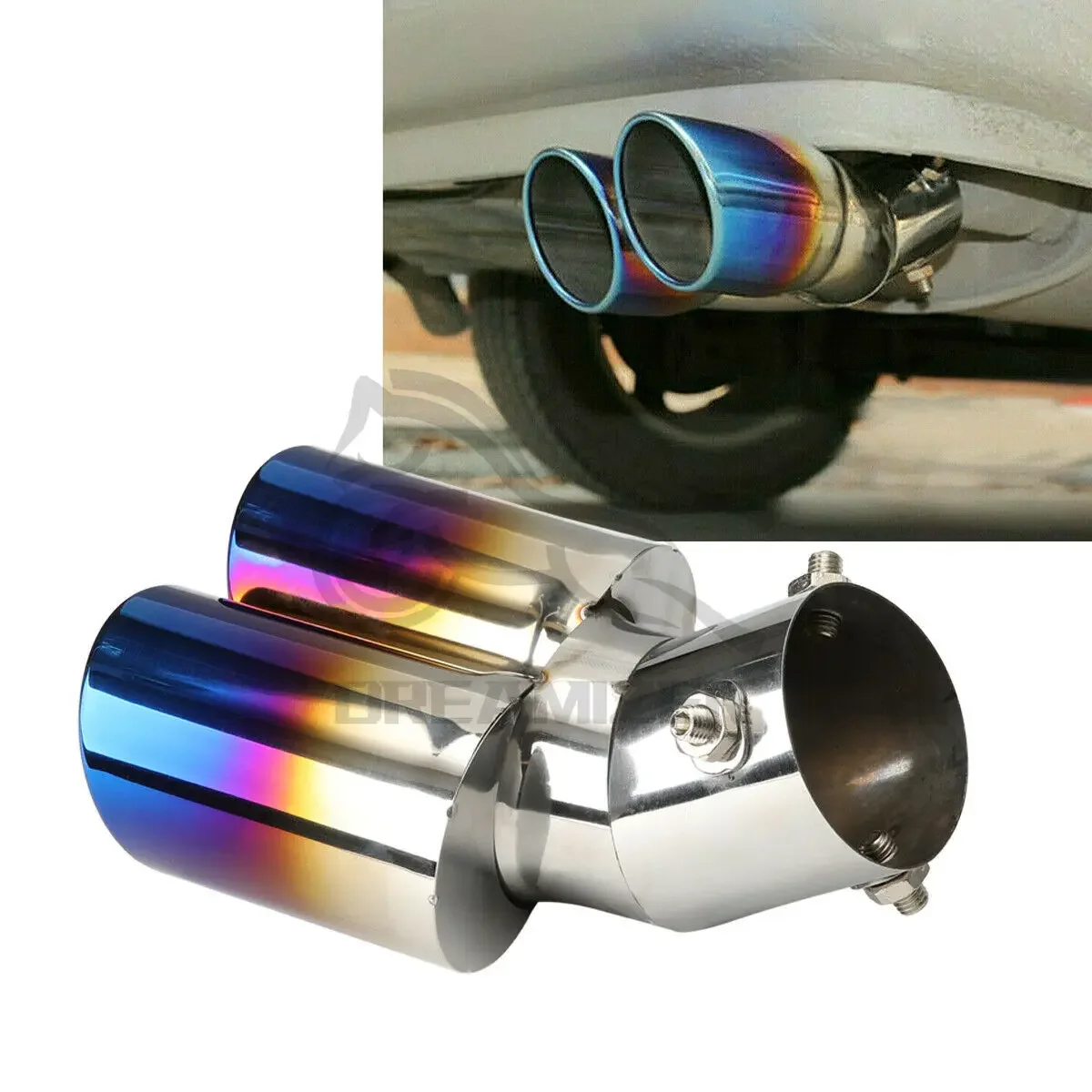 

Universal 2" Rear Exhaust Pipe Tail Muffler Dual Tips Sport Auto Muffler Modified Car Exterior For Honda CR-V CRV HR-V Curved