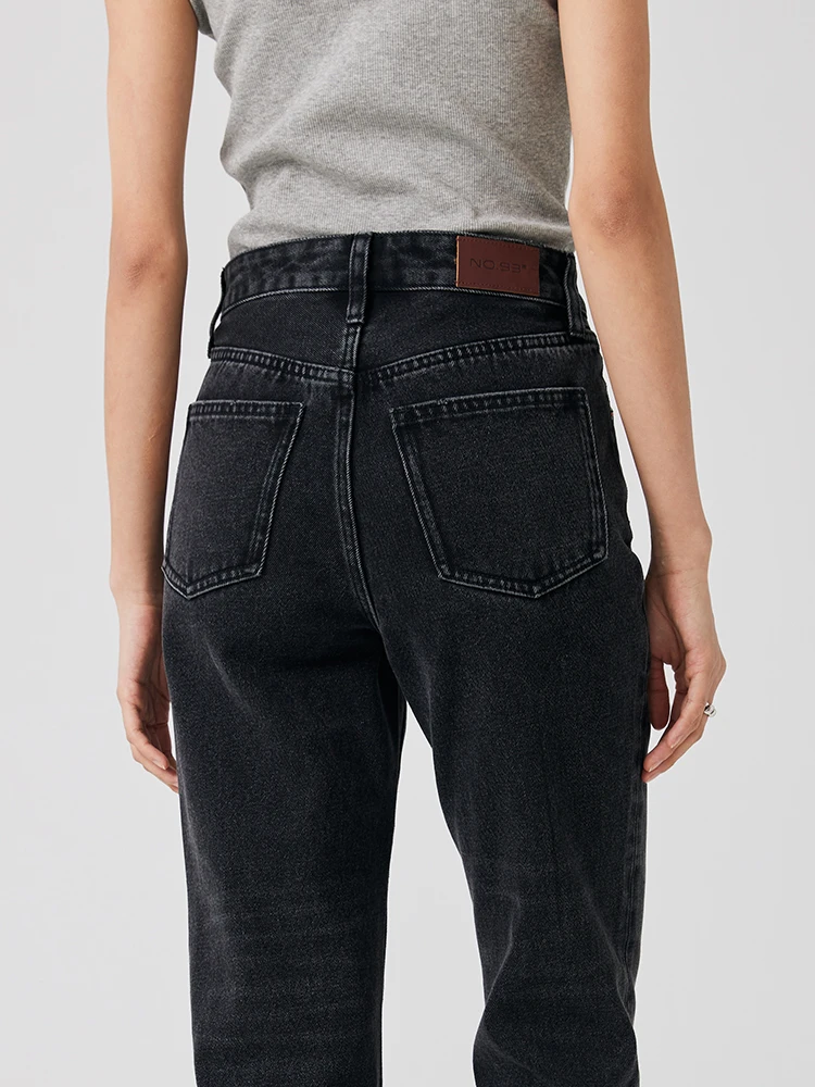 

No 93 ey e Джинсовые прямые женские джинсы с высокой талией Nine Points, утягивающие длинные брюки, осень-зима, новинка Sle Pear...